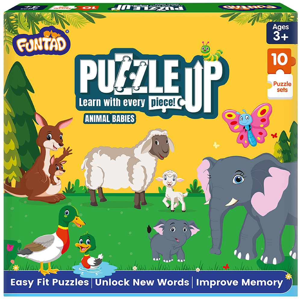 Puzzle Up - Learn Animal Babies | 10-in-1 Entry Level Educational Puzzle (Ages 3-6 yrs)