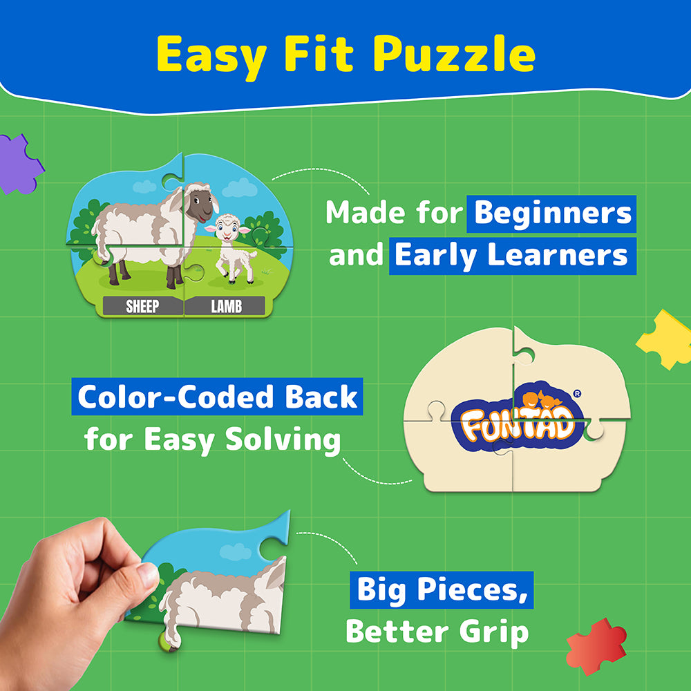 Puzzle Up - Learn Animal Babies | 10-in-1 Entry Level Educational Puzzle (Ages 3-6 yrs)