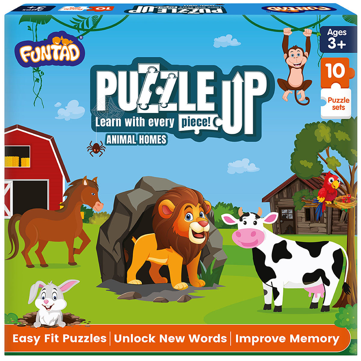 Puzzle Up - Learn Animal Homes | 10-in-1 Entry Level Educational Puzzle (Ages 3-6 yrs)