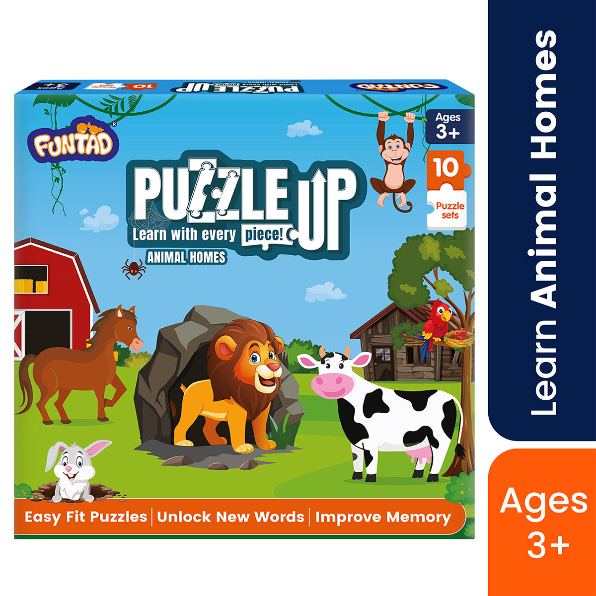 Puzzle Up - Learn Animal Homes | 10-in-1 Entry Level Educational Puzzle (Ages 3-6 yrs)