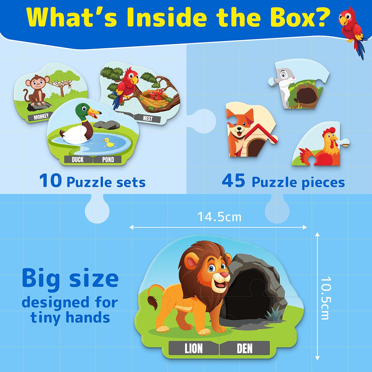 Puzzle Up - Learn Animal Homes | 10-in-1 Entry Level Educational Puzzle (Ages 3-6 yrs)