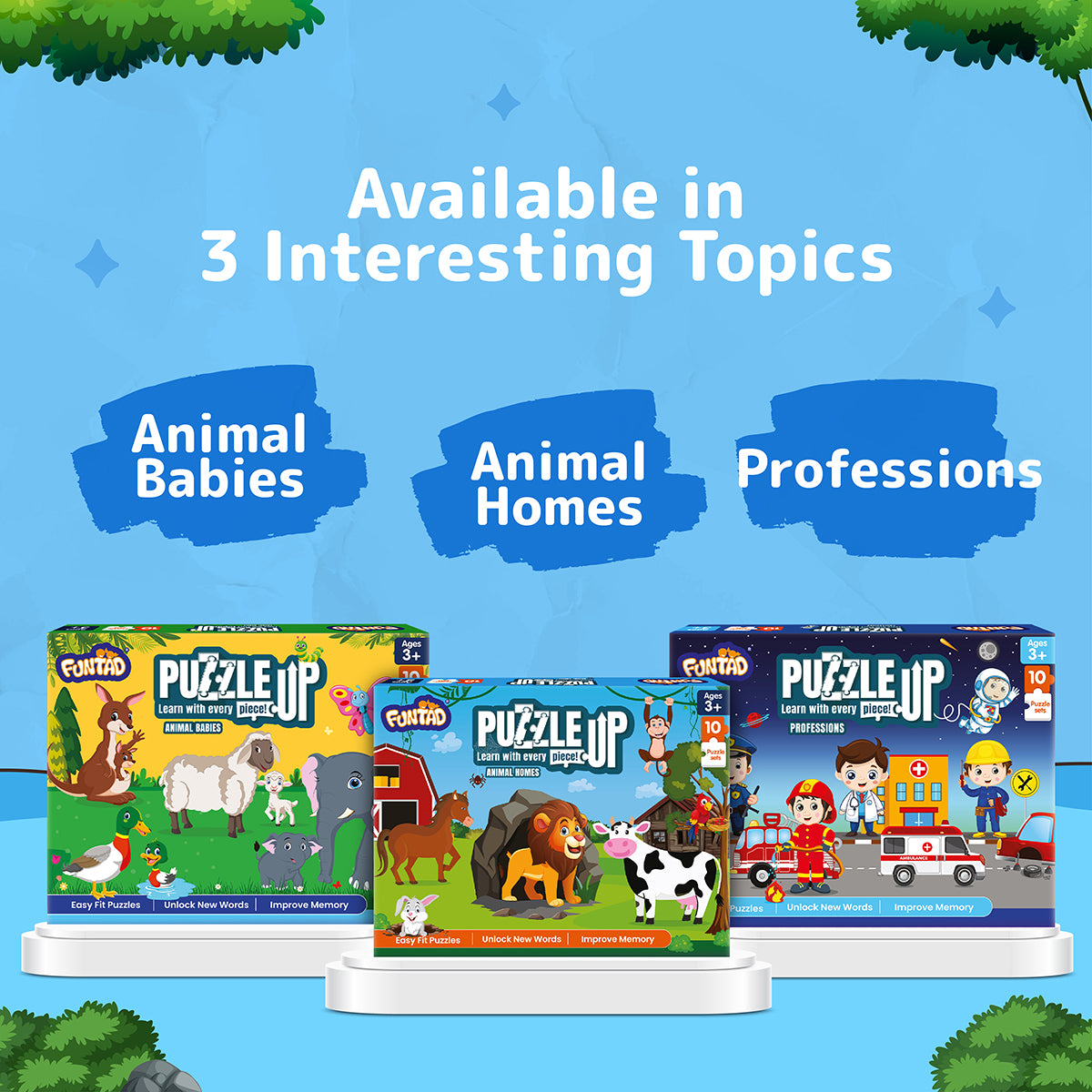 Puzzle Up - Learn Animal Homes | 10-in-1 Entry Level Educational Puzzle (Ages 3-6 yrs)
