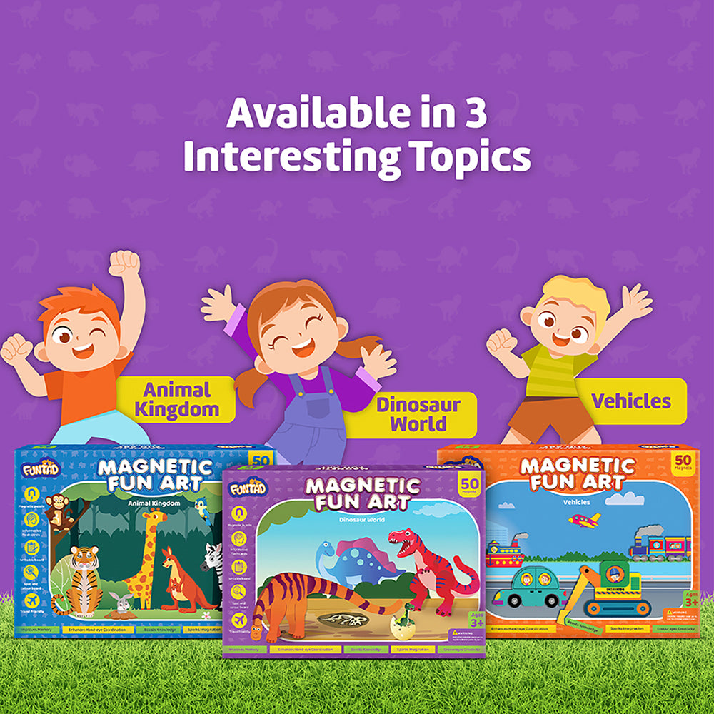 Funtad Magnetic Fun Art Travel-Friendly Puzzle for Kids| Dinosaur World