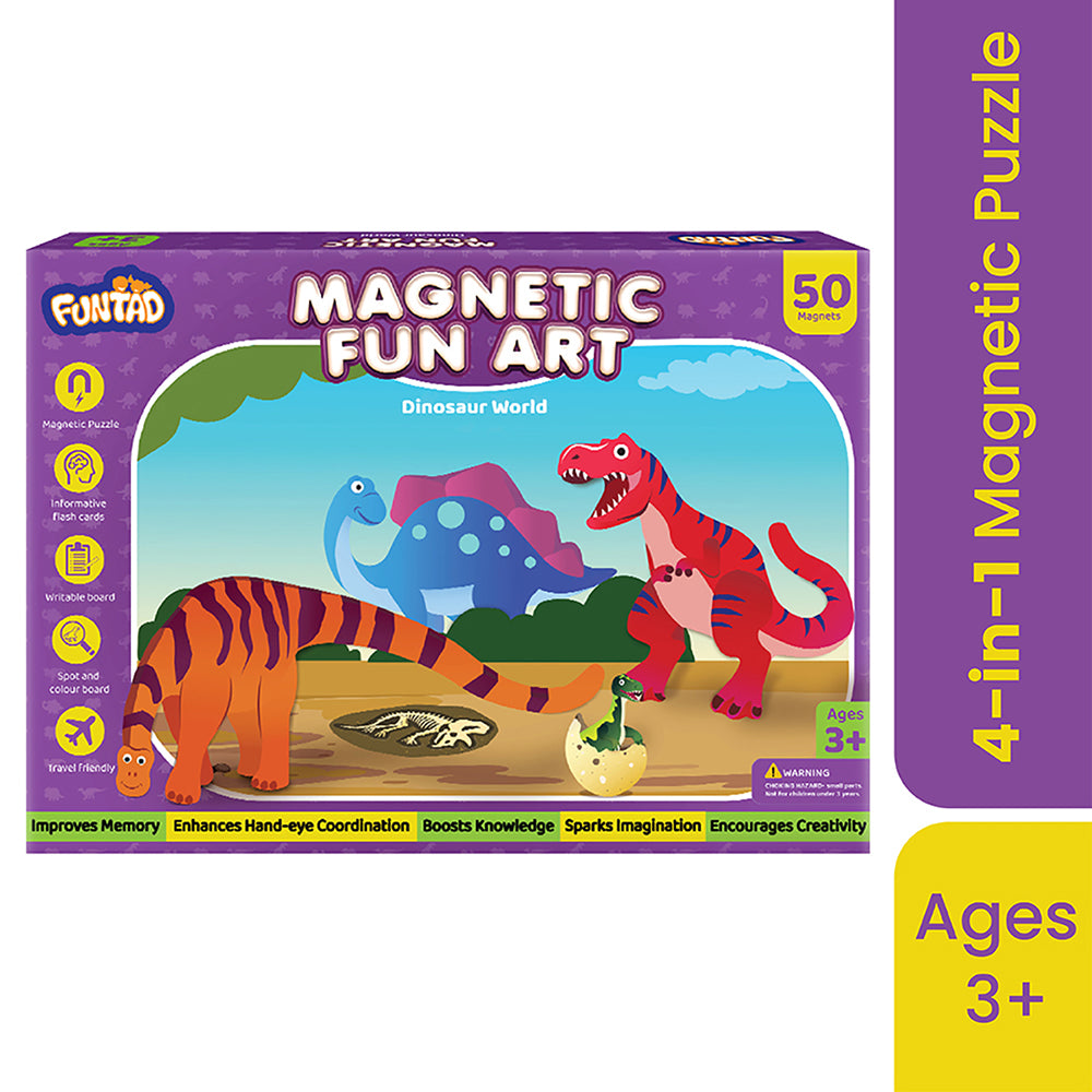 Funtad Magnetic Fun Art Travel-Friendly Puzzle for Kids| Dinosaur World
