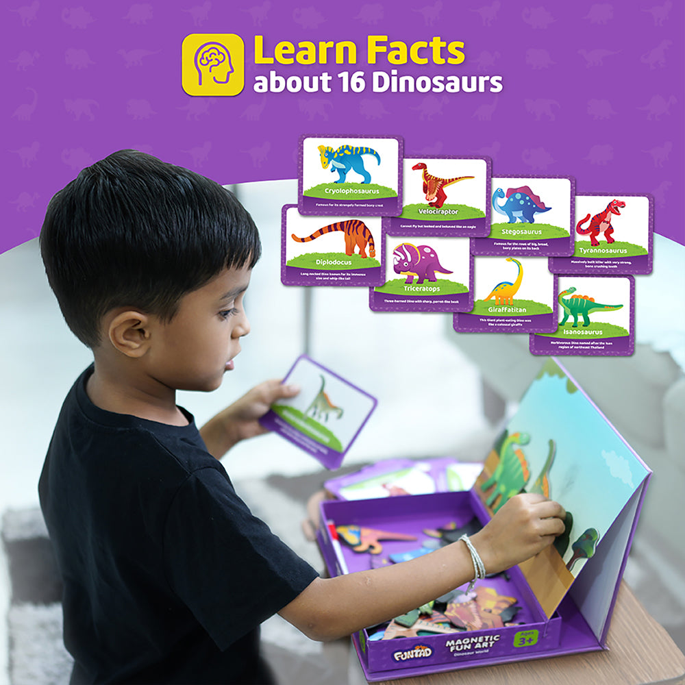 Funtad Magnetic Fun Art Travel-Friendly Puzzle for Kids| Dinosaur World