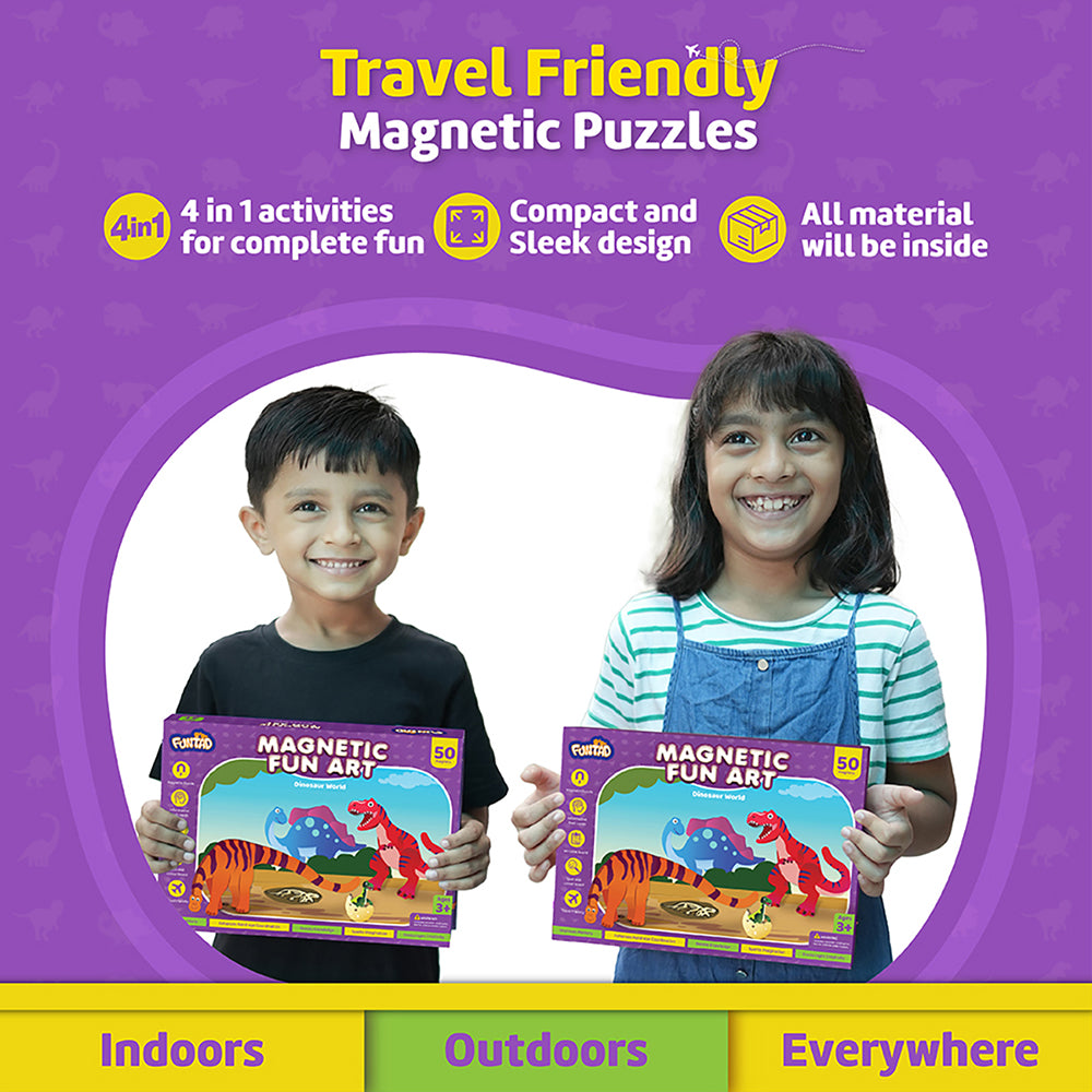 Funtad Magnetic Fun Art Travel-Friendly Puzzle for Kids| Dinosaur World