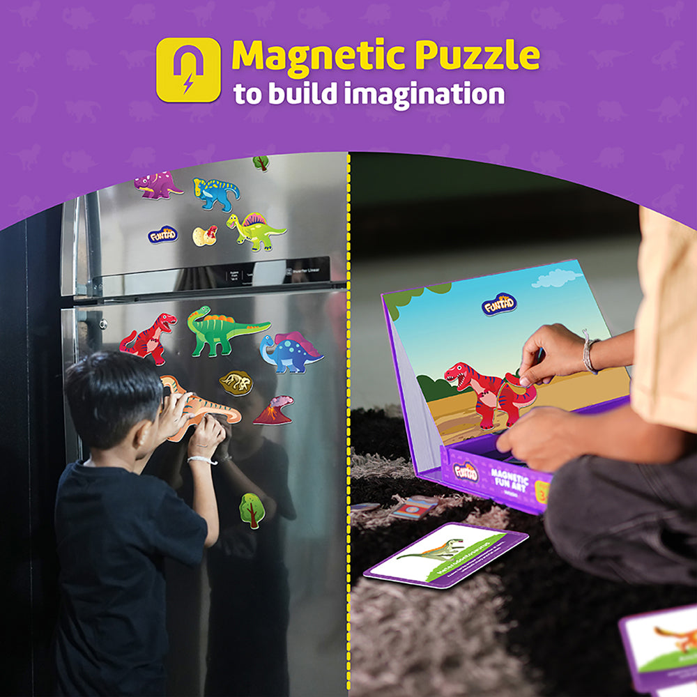 Funtad Magnetic Fun Art Travel-Friendly Puzzle for Kids| Dinosaur World