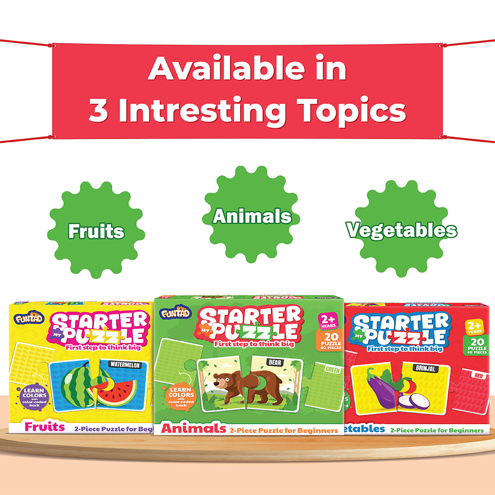 My Starter Puzzle - Animals | 2-Piece Educational Jigsaw Puzzle, Set of 20 (Ages 2-4 yrs)