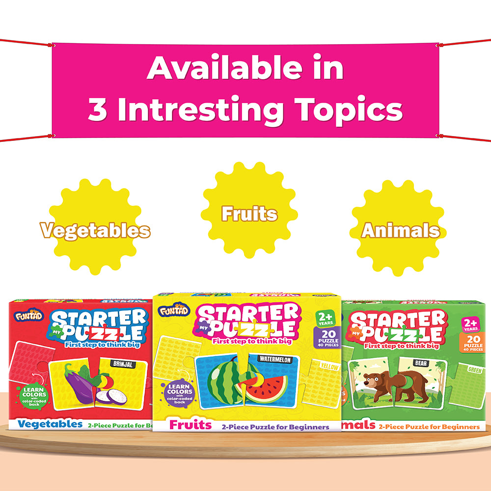 My Starter Puzzle - Fruits | 2-Piece Educational Jigsaw Puzzle, Set of 20 (Ages 2-4 yrs)