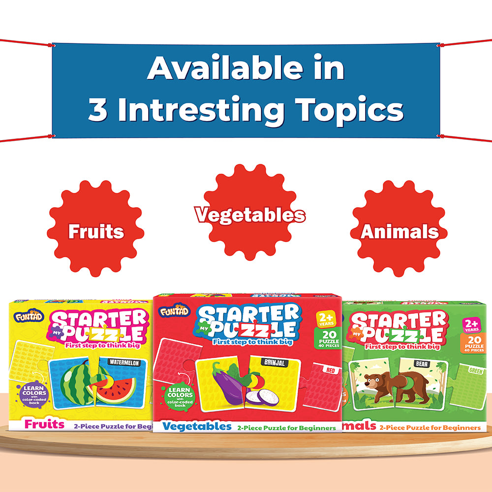 My Starter Puzzle - Vegetables | 2-Piece Educational Jigsaw Puzzle, Set of 20 (Ages 2-4 yrs)