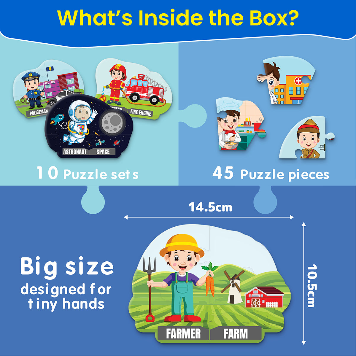 Puzzle Up - Learn Professions | 10-in-1 Entry Level Educational Puzzle (Ages 3-6 yrs)