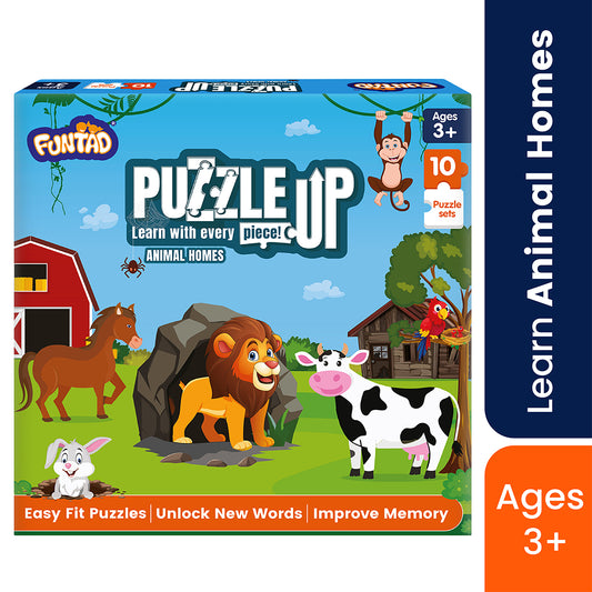 PuzzleUp - Learn Animal Homes | 10-in-1 Entry Level Educational Puzzle (Ages 3-6 yrs)
