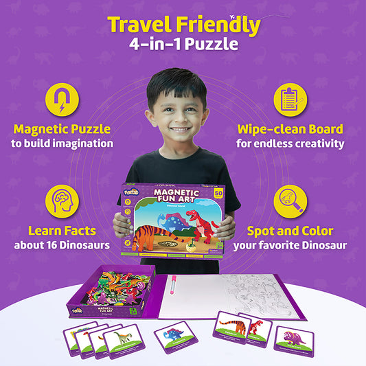 Funtad Magnetic Fun Art Travel-Friendly Puzzle for Kids| Dinosaur World
