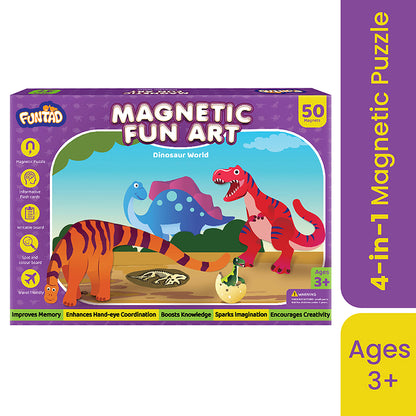 Funtad Magnetic Fun Art Travel-Friendly Puzzle for Kids| Dinosaur World