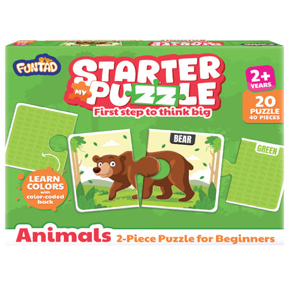 My Starter Puzzle - Animals | 2-Piece Educational Jigsaw Puzzle, Set of 20 (Ages 2-4 yrs)
