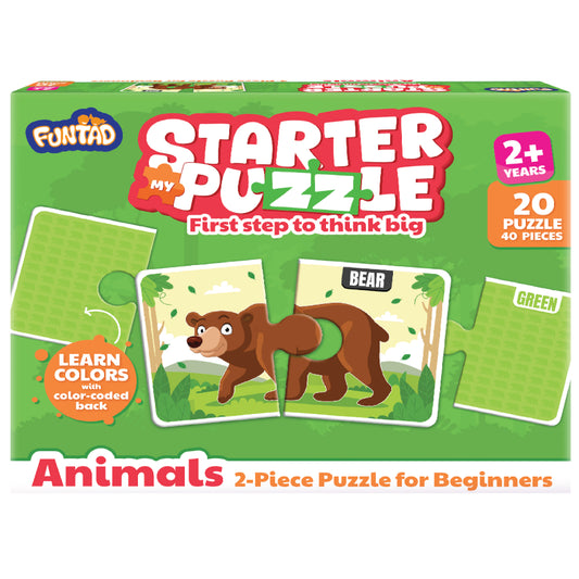 My Starter Puzzle - Animals | 2-Piece Educational Jigsaw Puzzle, Set of 20 (Ages 2-4 yrs)