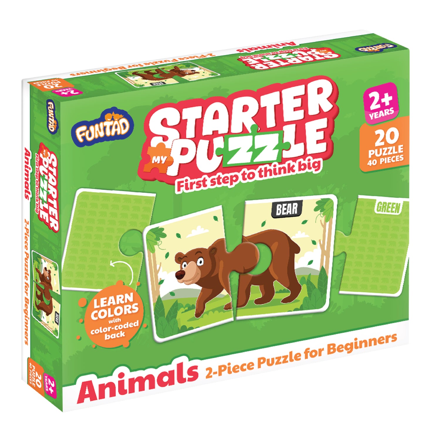 My Starter Puzzle - Animals | 2-Piece Educational Jigsaw Puzzle, Set of 20 (Ages 2-4 yrs)