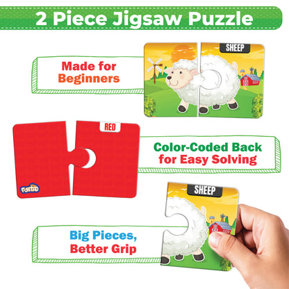 My Starter Puzzle - Animals | 2-Piece Educational Jigsaw Puzzle, Set of 20 (Ages 2-4 yrs)