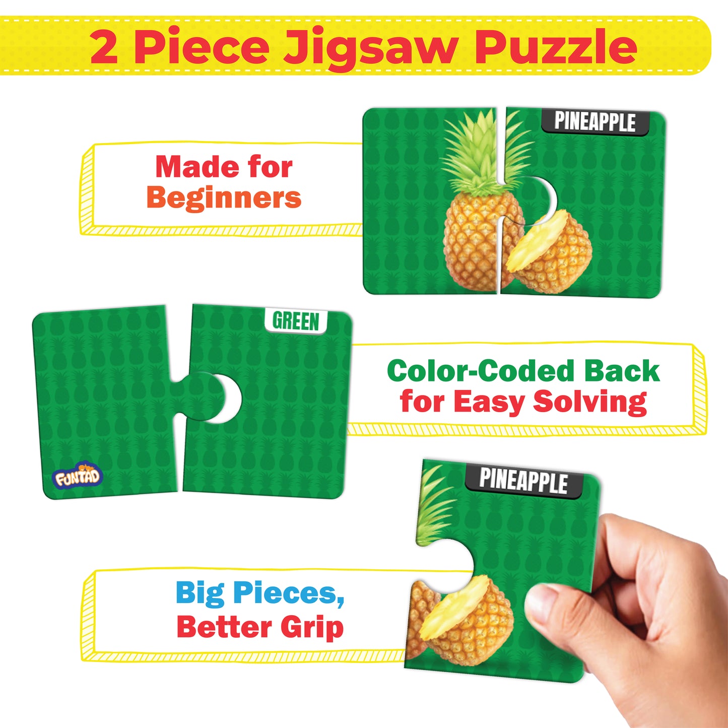 My Starter Puzzle - Fruits | 2-Piece Educational Jigsaw Puzzle, Set of 20 (Ages 2-4 yrs)