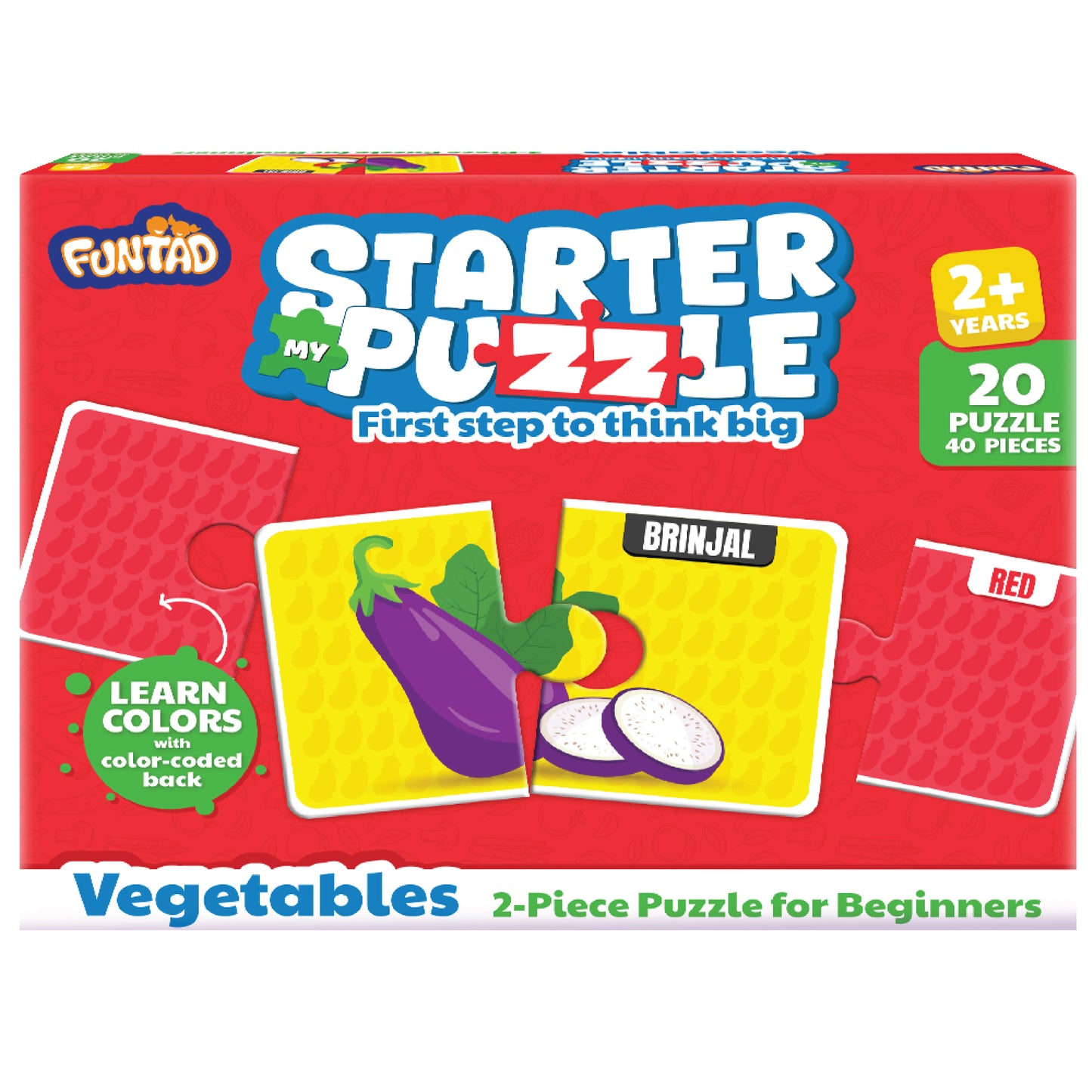 My Starter Puzzle - Vegetables | 2-Piece Educational Jigsaw Puzzle, Set of 20 (Ages 2-4 yrs)