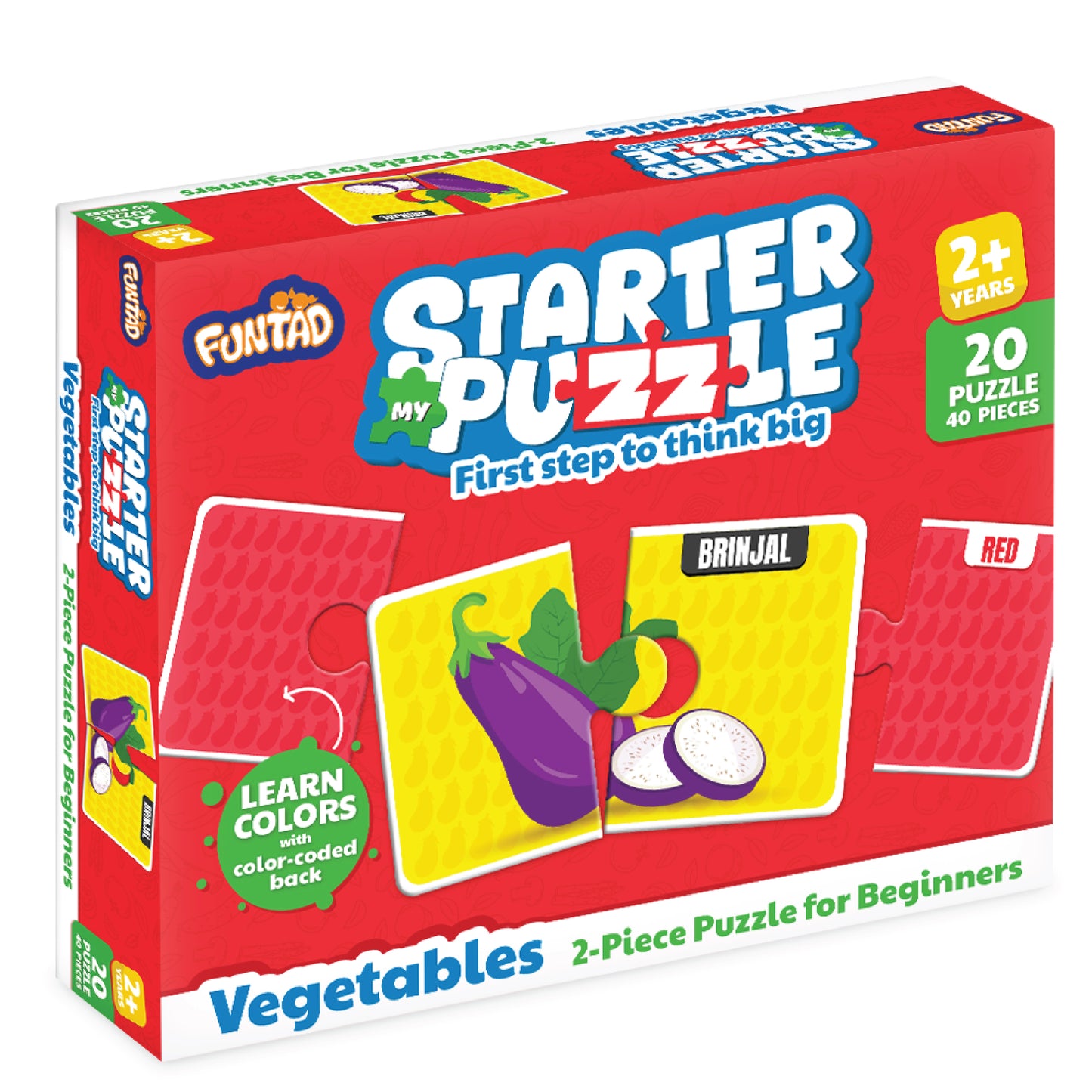 My Starter Puzzle - Vegetables | 2-Piece Educational Jigsaw Puzzle, Set of 20 (Ages 2-4 yrs)