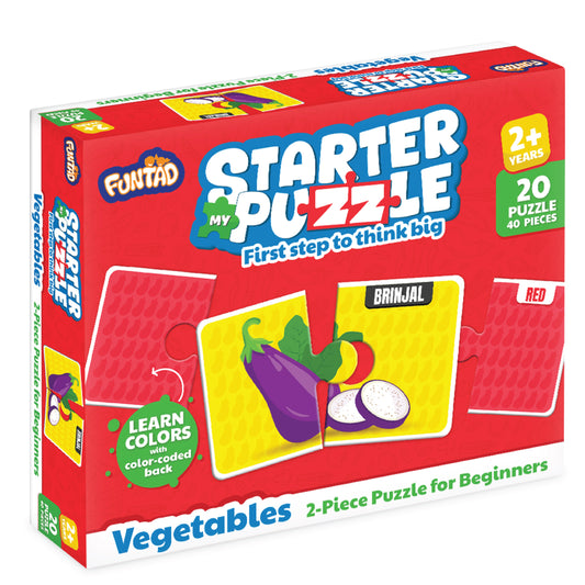My Starter Puzzle - Vegetables | 2-Piece Educational Jigsaw Puzzle, Set of 20 (Ages 2-4 yrs)