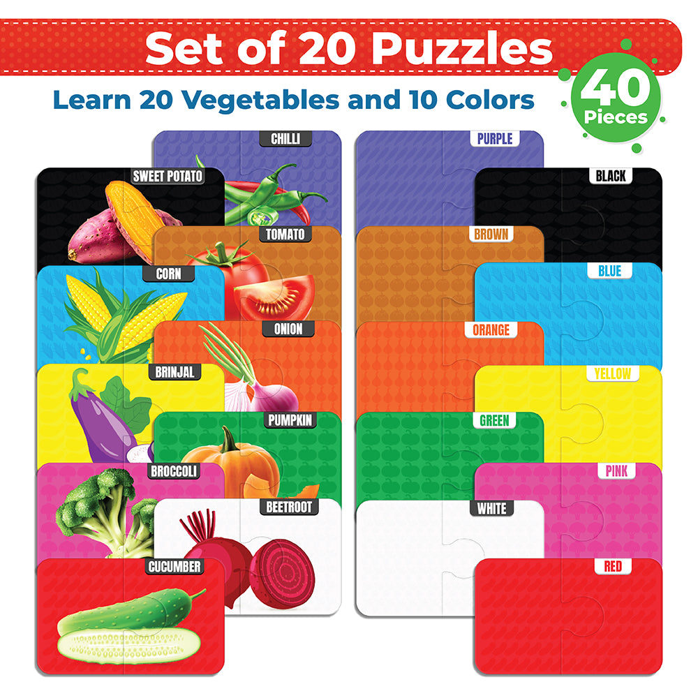My Starter Puzzle - Vegetables | 2-Piece Educational Jigsaw Puzzle, Set of 20 (Ages 2-4 yrs)