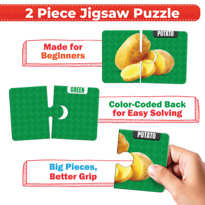 My Starter Puzzle - Vegetables | 2-Piece Educational Jigsaw Puzzle, Set of 20 (Ages 2-4 yrs)