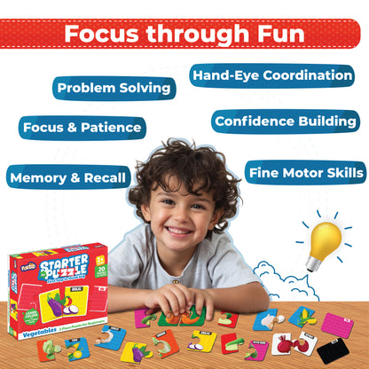 My Starter Puzzle - Vegetables | 2-Piece Educational Jigsaw Puzzle, Set of 20 (Ages 2-4 yrs)