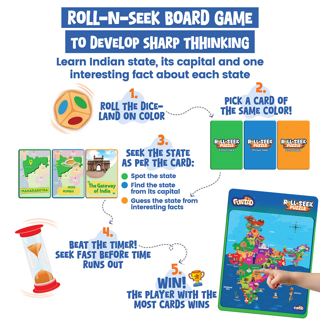 Roll N Seek Puzzle - India Map
